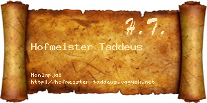 Hofmeister Taddeus névjegykártya